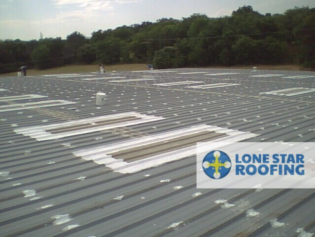 Metal Roof Coatings Warehouse Project Austin - Before Skylight Prep