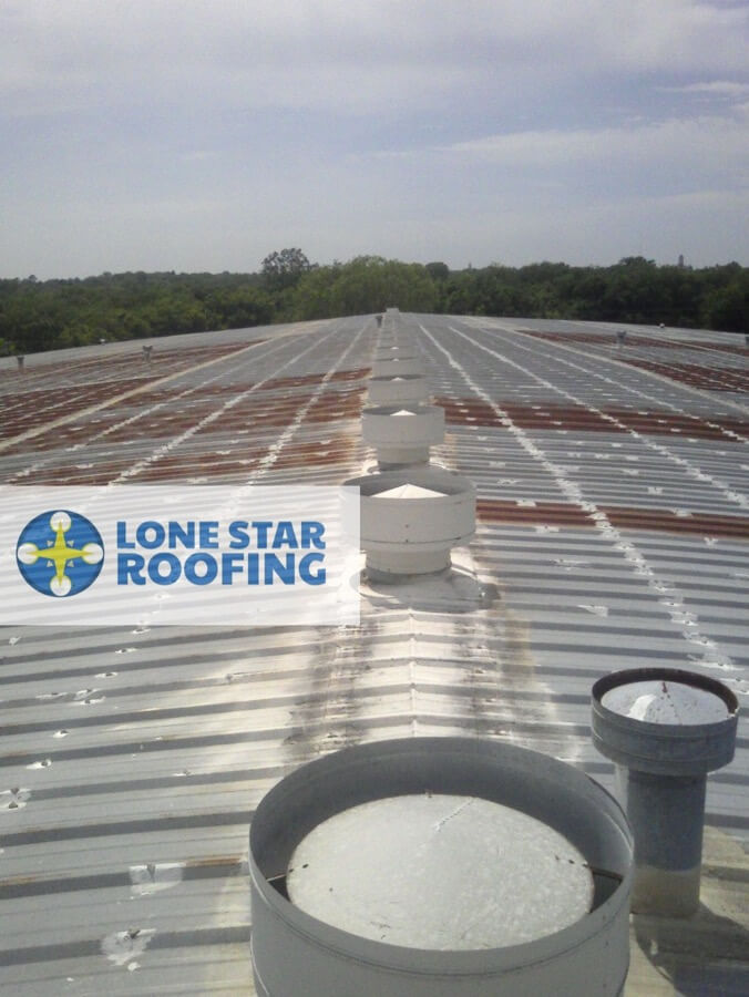 Metal Roof Coatings Warehouse Project Austin - Before
