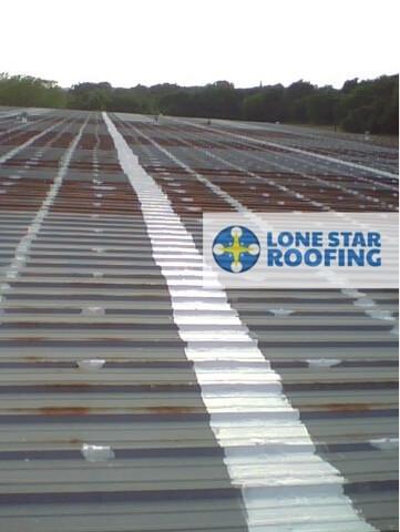 Metal Roof Coatings Warehouse Project Austin - During Seam